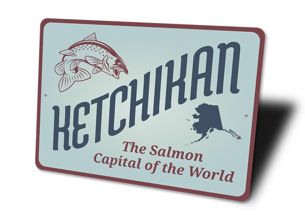 Ketchikan Alaska Sign made of high-quality aluminum, featuring a decorative design perfect for lakehouses.