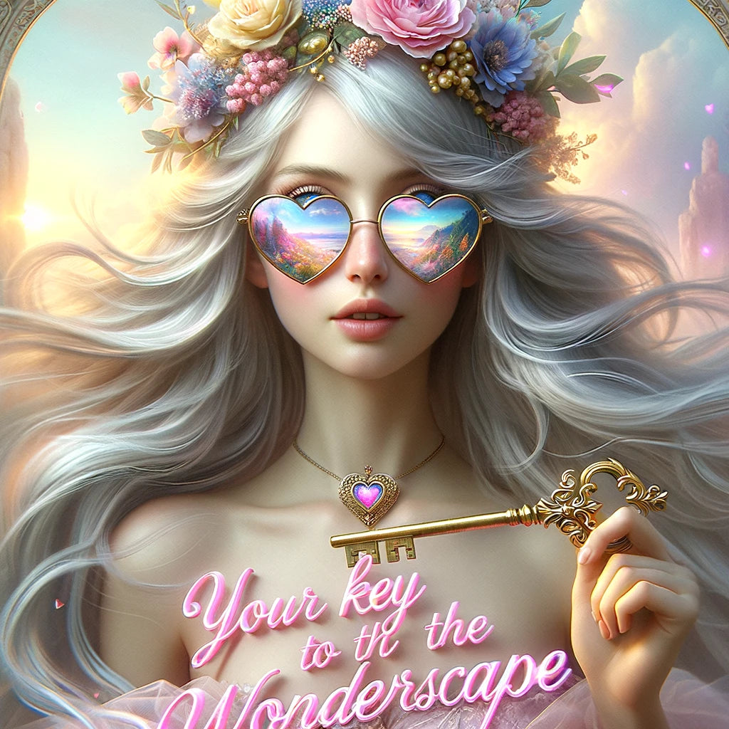 Key To The Wonderscape collection featuring 26 stories and a limited edition physical key, surrounded by unique images.