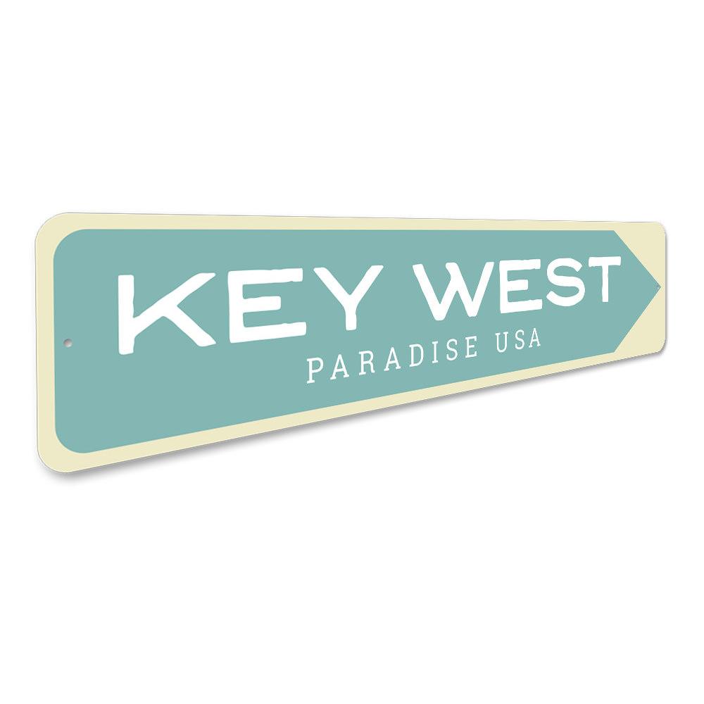 A beautifully crafted Key West Sign made of aluminum, featuring customizable text and a coastal design, perfect for beach-themed decor.