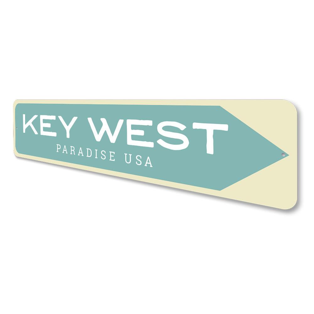 A beautifully crafted Key West Sign made of aluminum, featuring customizable text and a coastal design, perfect for beach-themed decor.