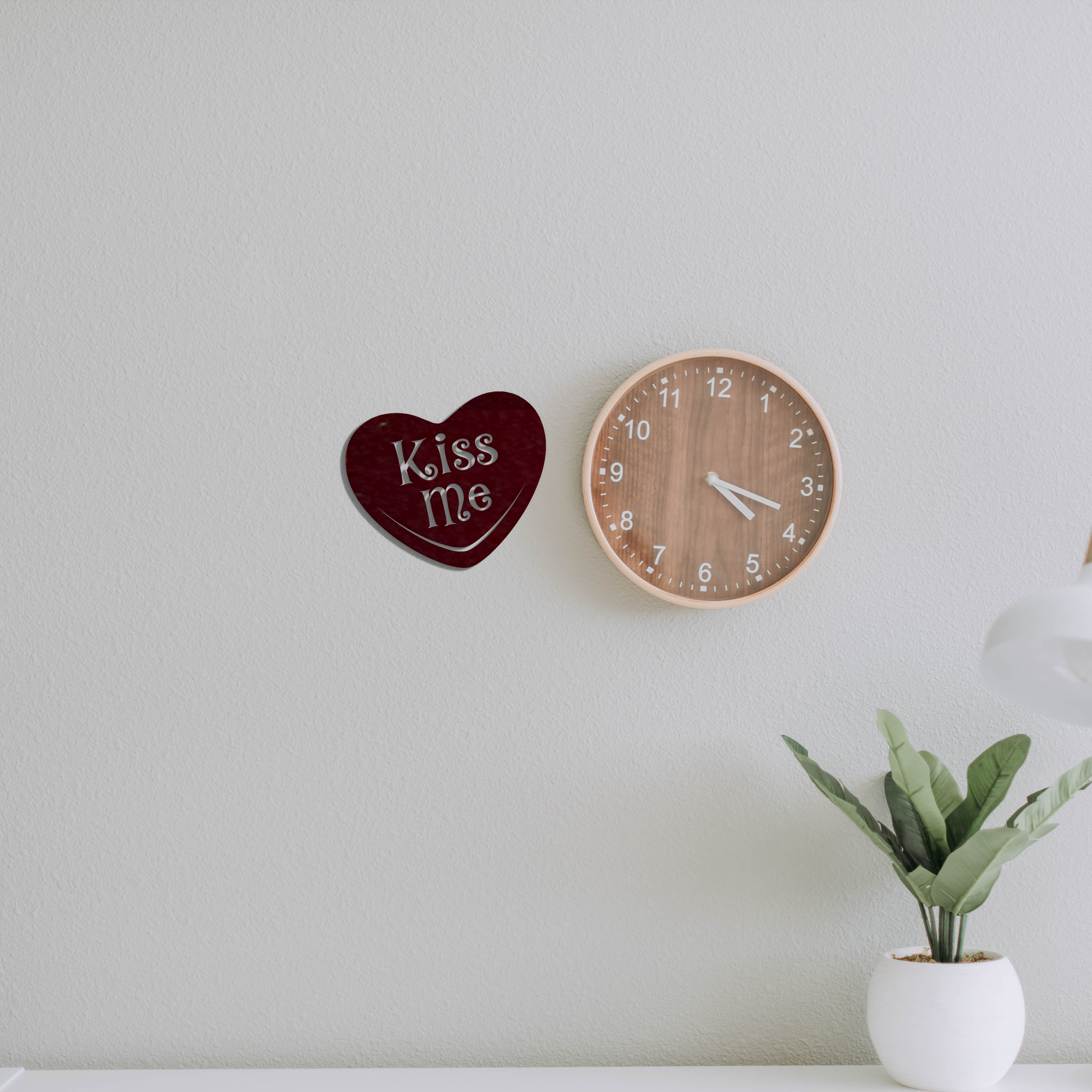 Kiss Me Candy Heart Metal Wall Art in a low gloss finish, showcasing a charming heart design perfect for expressing love.