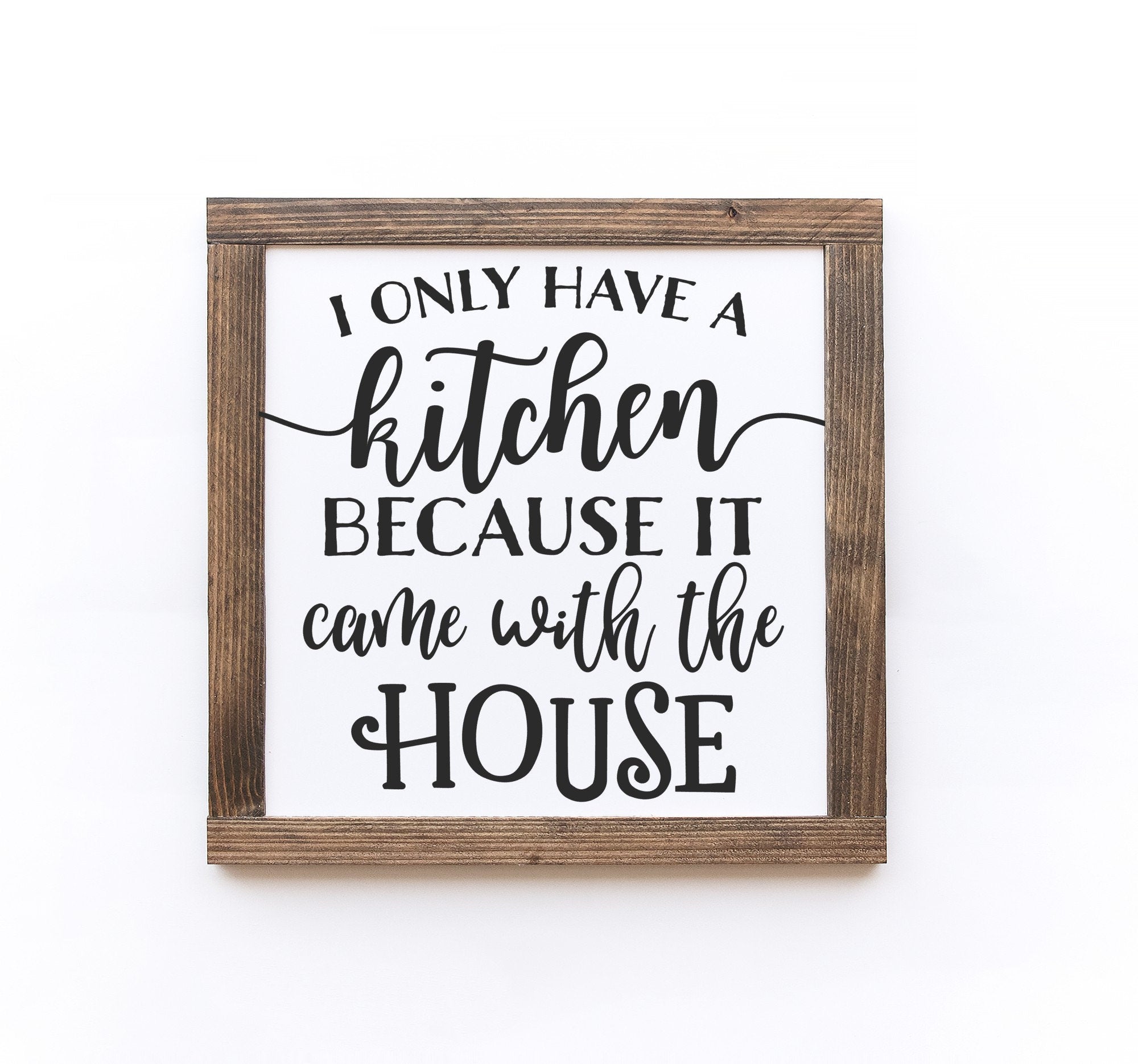 Handmade Kitchen Wood Signs in two sizes, featuring a matte white finish and unique wood grain patterns.