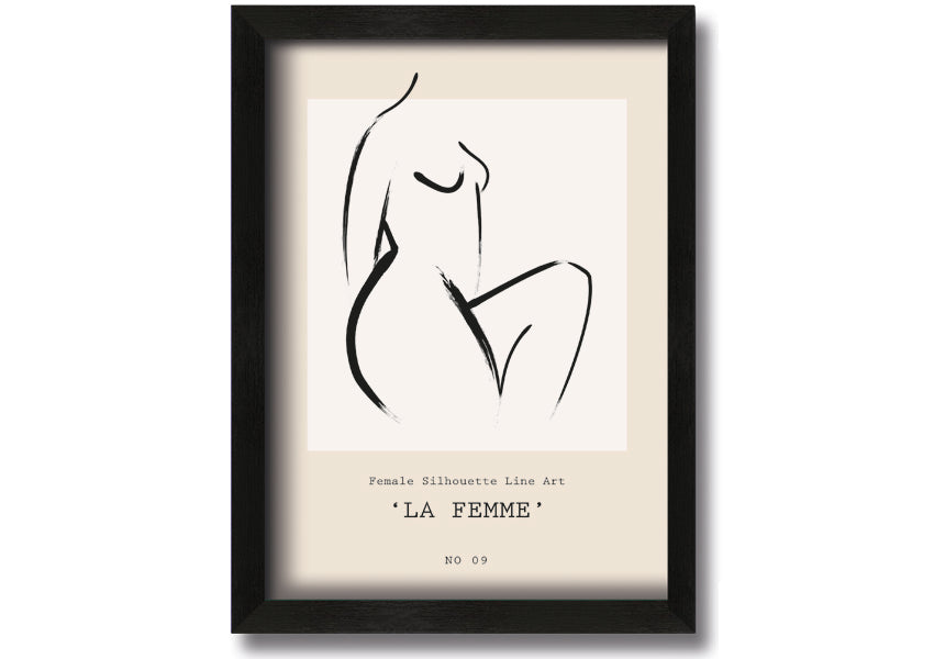 La Femme framed print showcasing elegant design and multiple frame color options, ready to hang.