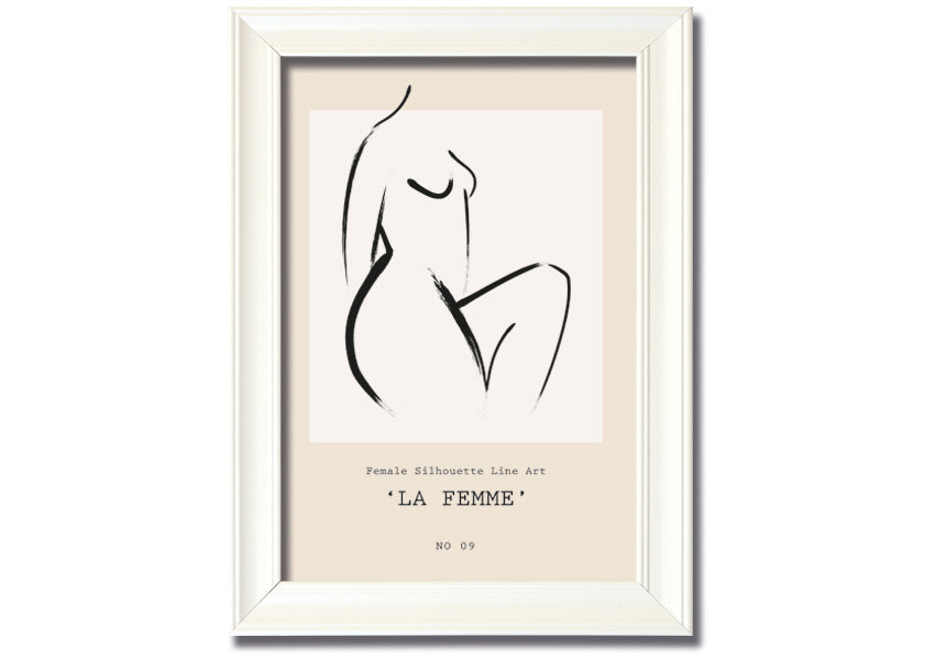 La Femme framed print showcasing elegant design and multiple frame color options, ready to hang.