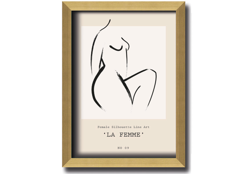 La Femme framed print showcasing elegant design and multiple frame color options, ready to hang.