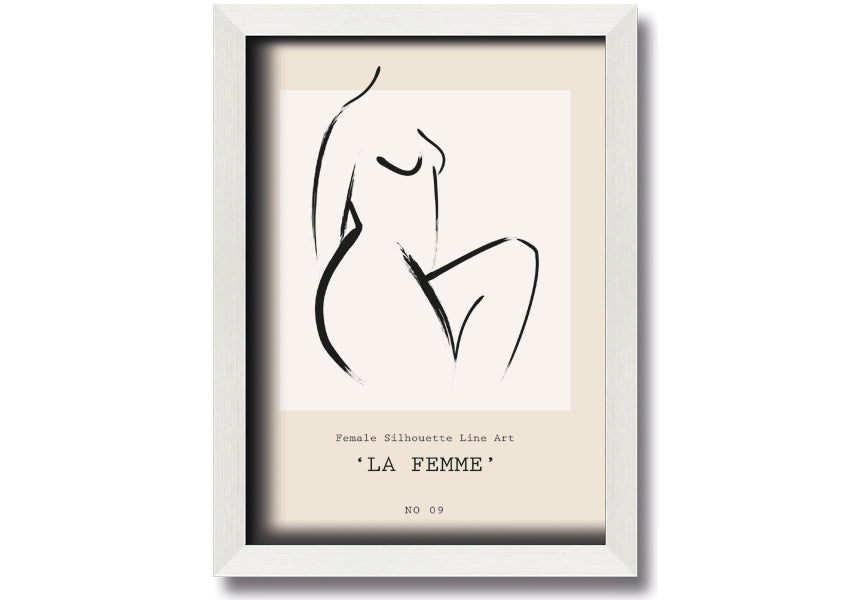 La Femme framed print showcasing elegant design and multiple frame color options, ready to hang.