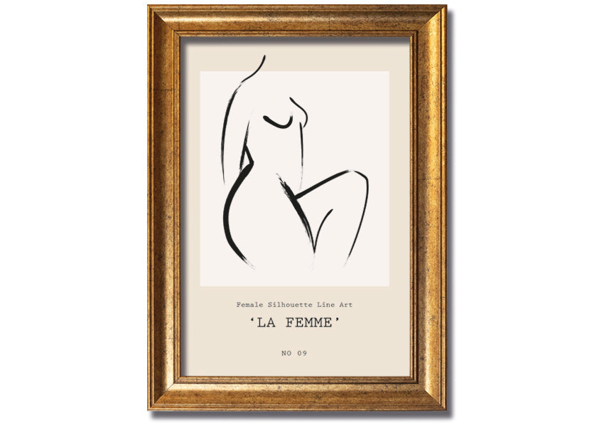 La Femme framed print showcasing elegant design and multiple frame color options, ready to hang.