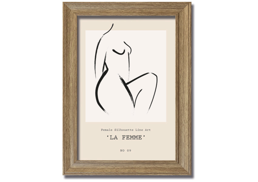 La Femme framed print showcasing elegant design and multiple frame color options, ready to hang.