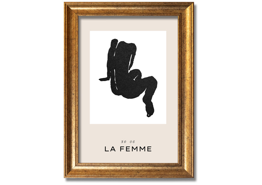 La Femme Body framed print showcasing elegant design in multiple frame colours, ready to hang.