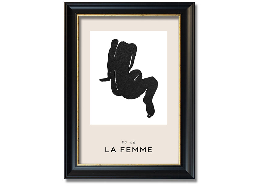 La Femme Body framed print showcasing elegant design in multiple frame colours, ready to hang.