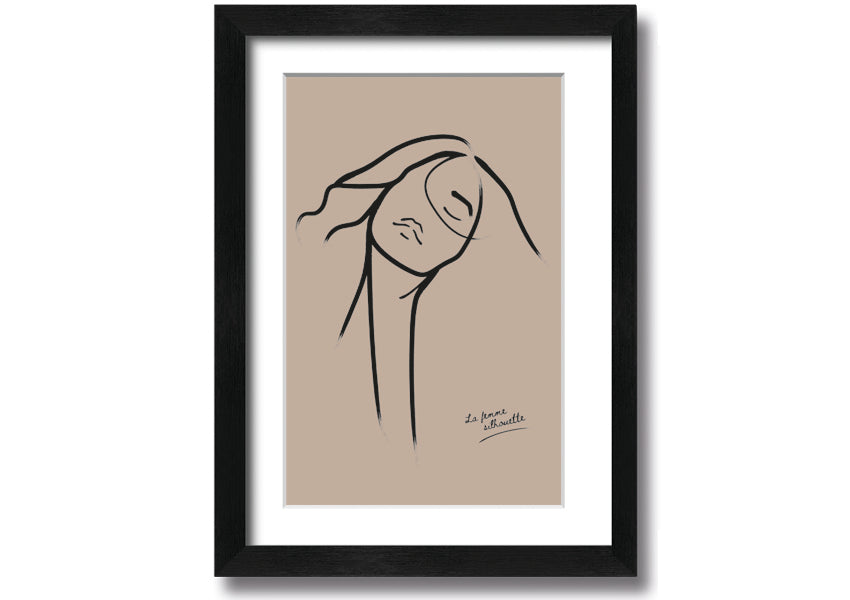 La Femme Lines framed print showcasing elegant lines in a stylish frame, available in various colors.