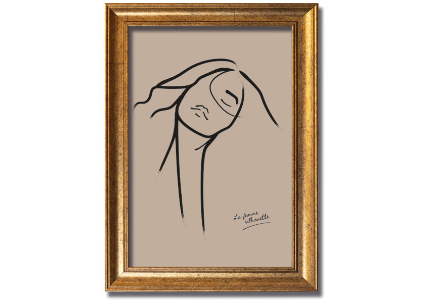 La Femme Lines framed print showcasing elegant lines in a stylish frame, available in various colors.