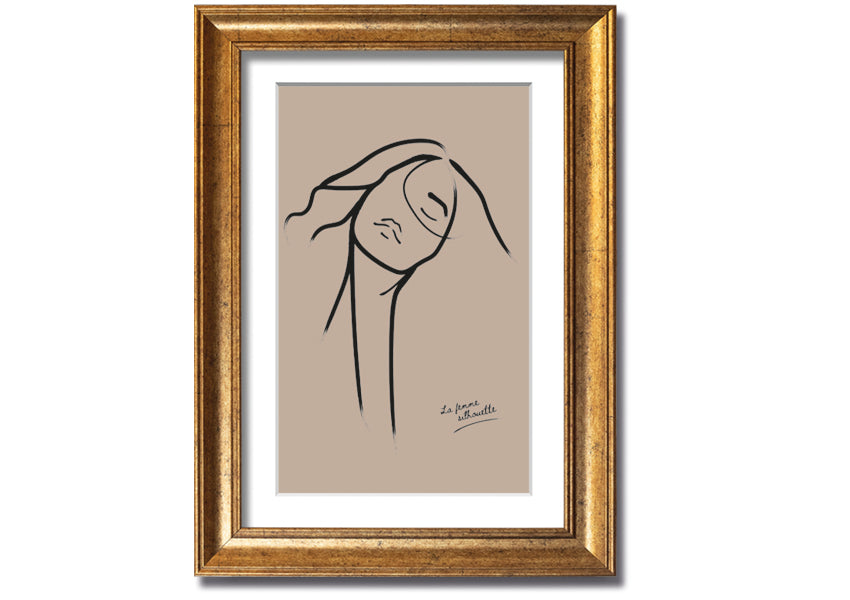 La Femme Lines framed print showcasing elegant lines in a stylish frame, available in various colors.