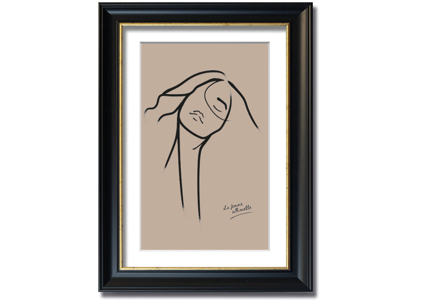 La Femme Lines framed print showcasing elegant lines in a stylish frame, available in various colors.