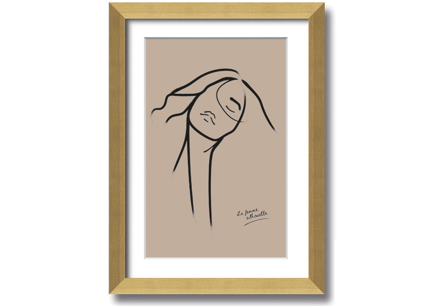 La Femme Lines framed print showcasing elegant lines in a stylish frame, available in various colors.