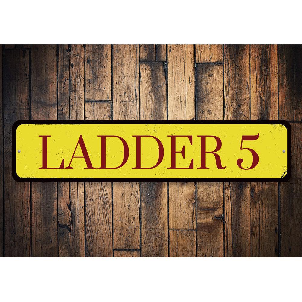 A customizable Ladder Number Sign made from high-quality aluminum, featuring pre-drilled holes for easy mounting, perfect for home decor.