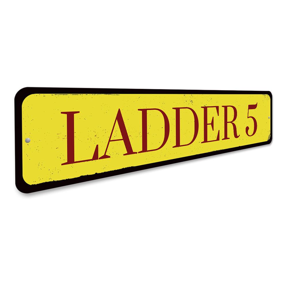 A customizable Ladder Number Sign made from high-quality aluminum, featuring pre-drilled holes for easy mounting, perfect for home decor.