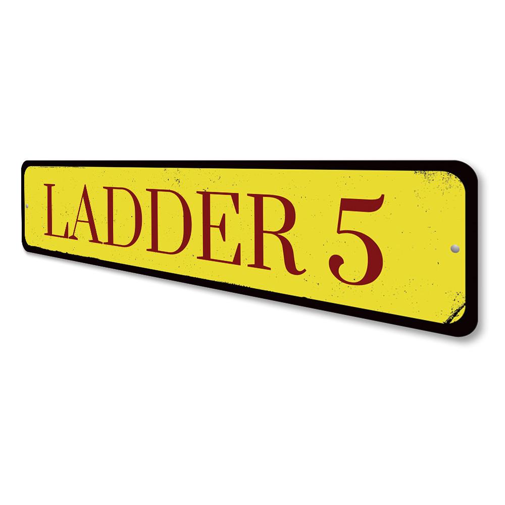 A customizable Ladder Number Sign made from high-quality aluminum, featuring pre-drilled holes for easy mounting, perfect for home decor.