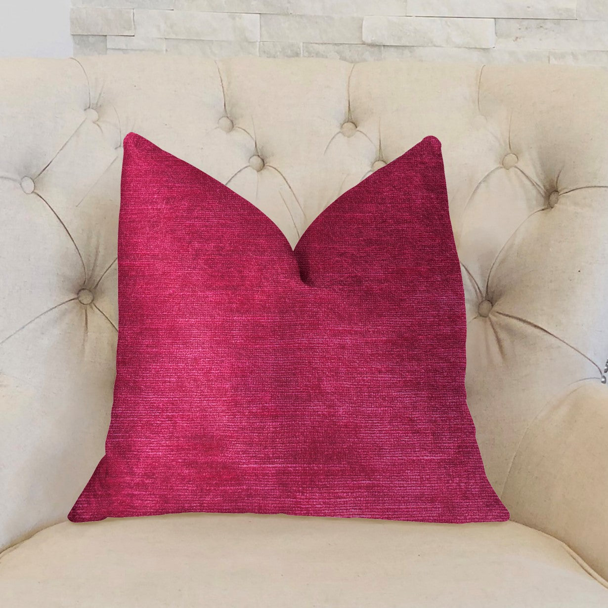 Lady Fuschia Pink Luxury Throw Pillow showcasing vibrant color and elegant design with invisible zipper.