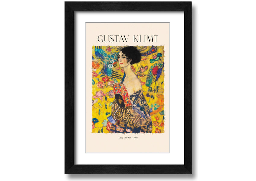 A beautiful reproduction of Lady With Fan - 1918 by Gustav Klimt, printed on coated polyester canvas and mounted on a 44mm box frame.