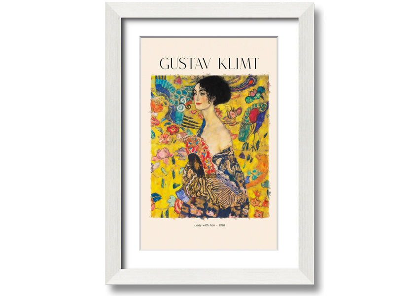 A beautiful reproduction of Lady With Fan - 1918 by Gustav Klimt, printed on coated polyester canvas and mounted on a 44mm box frame.