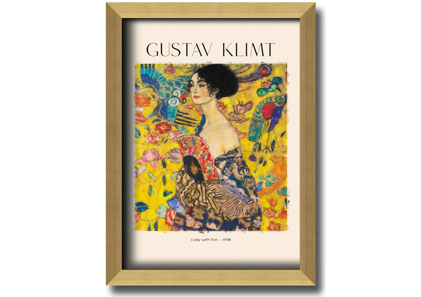 A beautiful reproduction of Lady With Fan - 1918 by Gustav Klimt, printed on coated polyester canvas and mounted on a 44mm box frame.