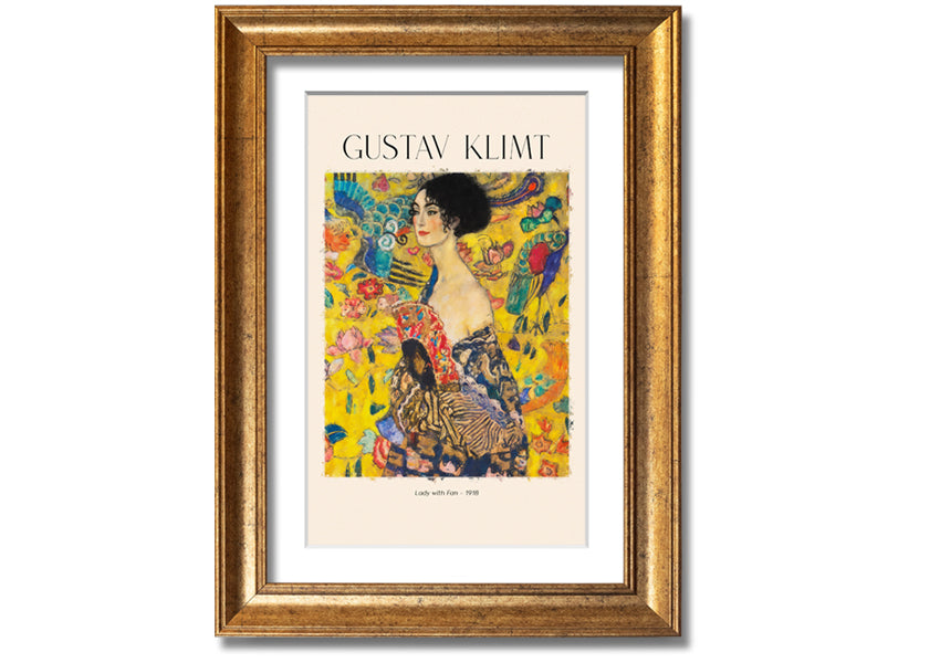 A beautiful reproduction of Lady With Fan - 1918 by Gustav Klimt, printed on coated polyester canvas and mounted on a 44mm box frame.