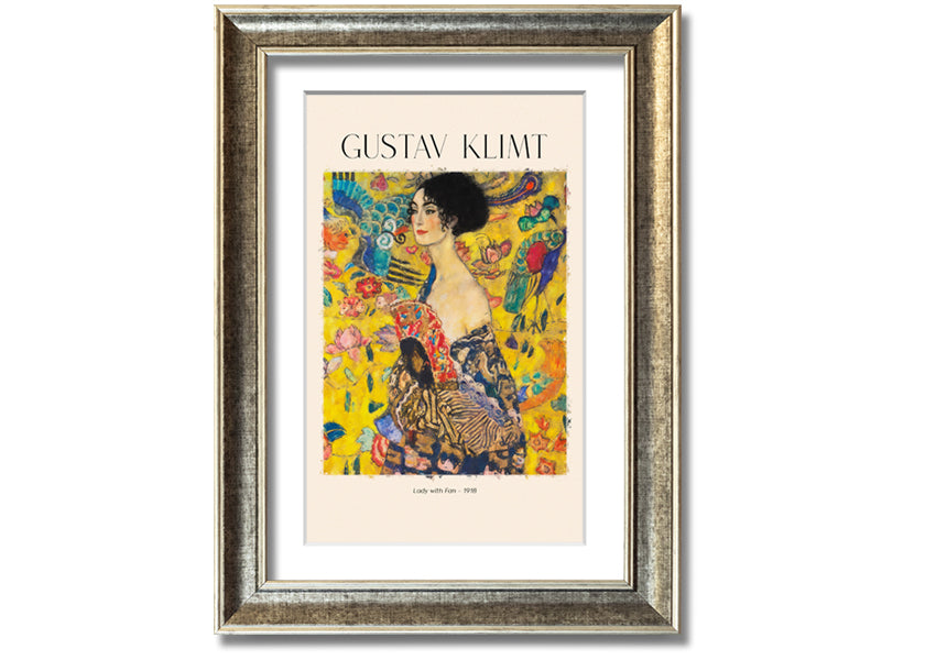 A beautiful reproduction of Lady With Fan - 1918 by Gustav Klimt, printed on coated polyester canvas and mounted on a 44mm box frame.