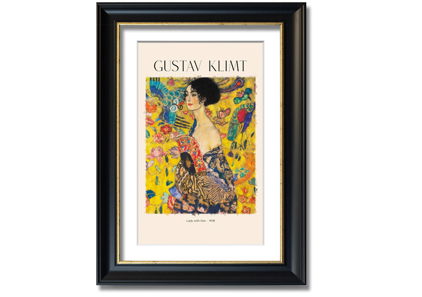 A beautiful reproduction of Lady With Fan - 1918 by Gustav Klimt, printed on coated polyester canvas and mounted on a 44mm box frame.