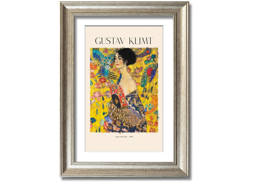 A beautiful reproduction of Lady With Fan - 1918 by Gustav Klimt, printed on coated polyester canvas and mounted on a 44mm box frame.