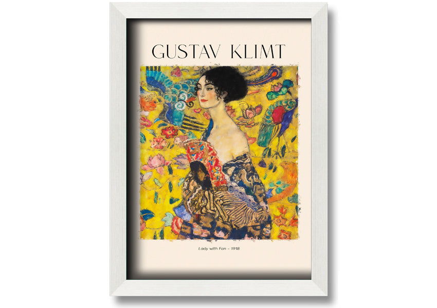 A beautiful reproduction of Lady With Fan - 1918 by Gustav Klimt, printed on coated polyester canvas and mounted on a 44mm box frame.