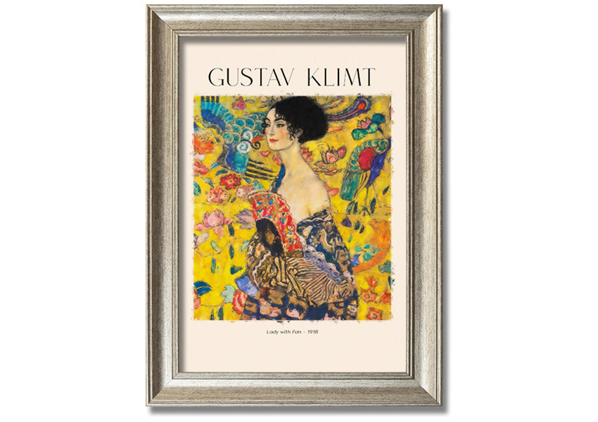 A beautiful reproduction of Lady With Fan - 1918 by Gustav Klimt, printed on coated polyester canvas and mounted on a 44mm box frame.