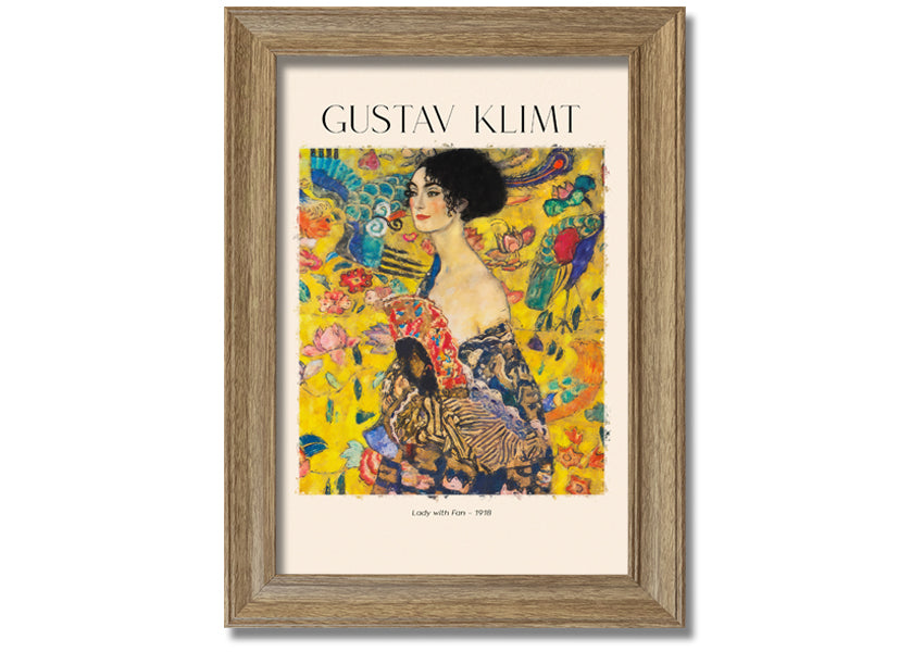 A beautiful reproduction of Lady With Fan - 1918 by Gustav Klimt, printed on coated polyester canvas and mounted on a 44mm box frame.