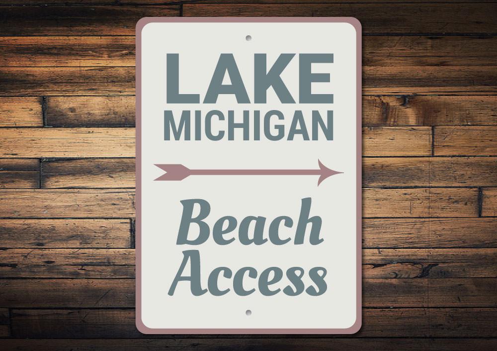 Customizable Lake Access Sign made of high-quality aluminum, featuring pre-drilled holes for easy mounting, perfect for beach houses.