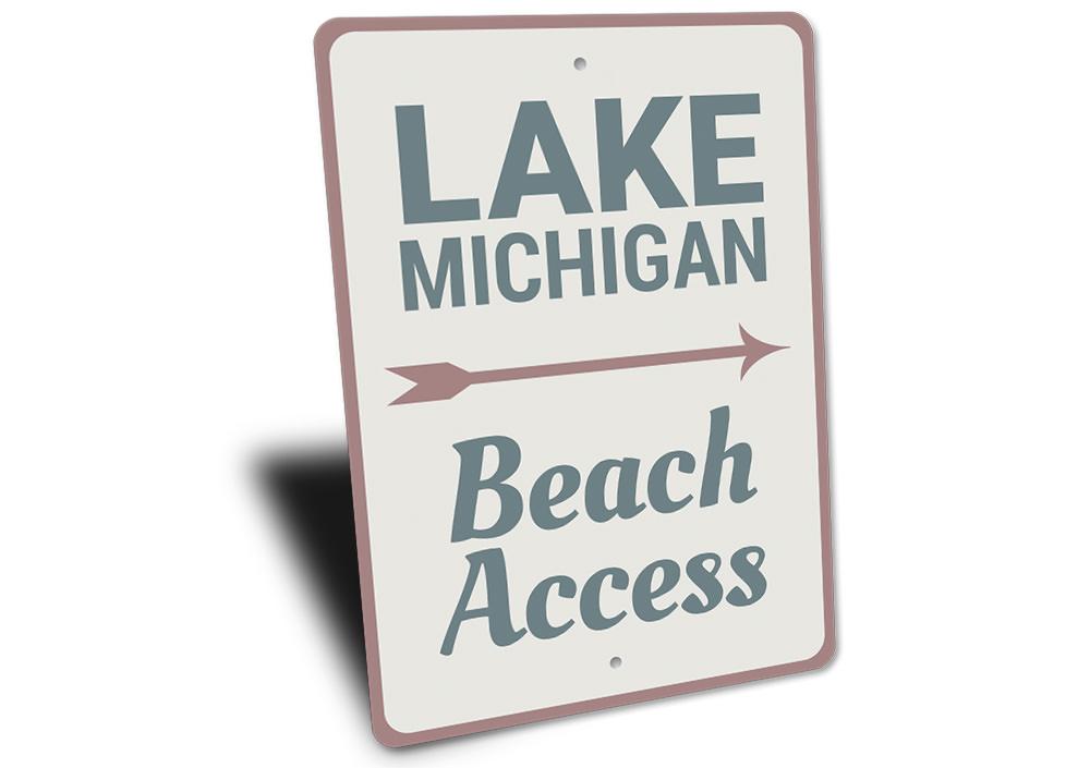 Customizable Lake Access Sign made of high-quality aluminum, featuring pre-drilled holes for easy mounting, perfect for beach houses.