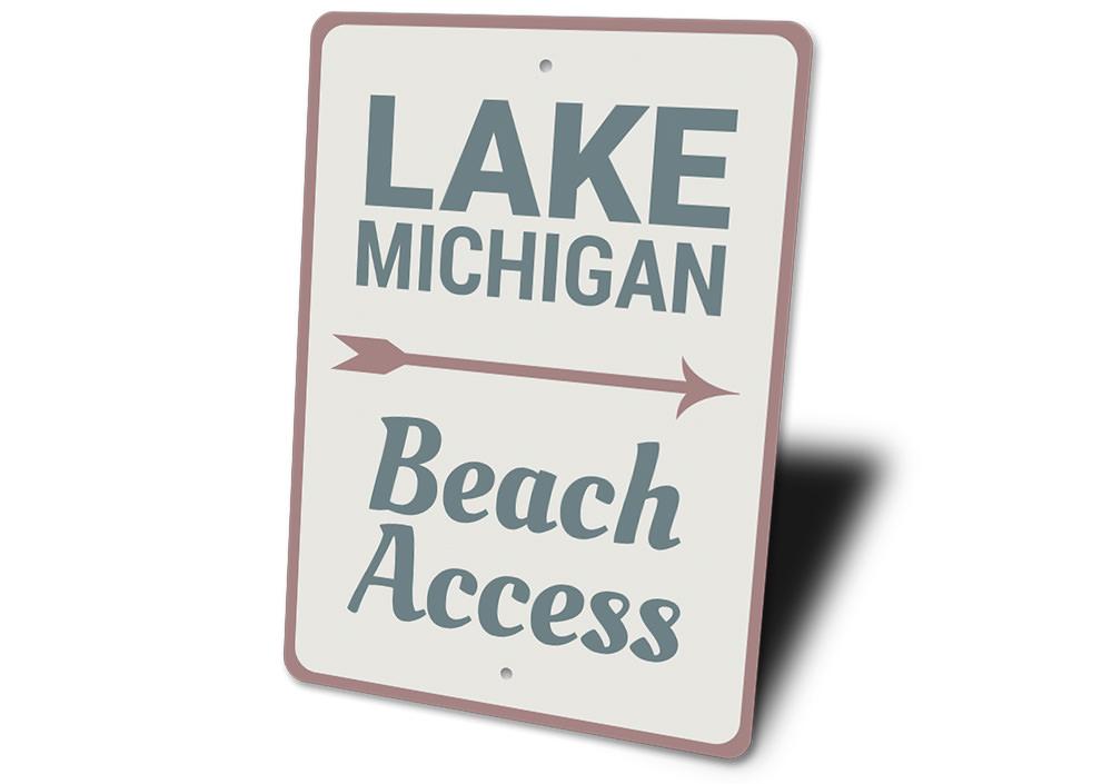 Customizable Lake Access Sign made of high-quality aluminum, featuring pre-drilled holes for easy mounting, perfect for beach houses.