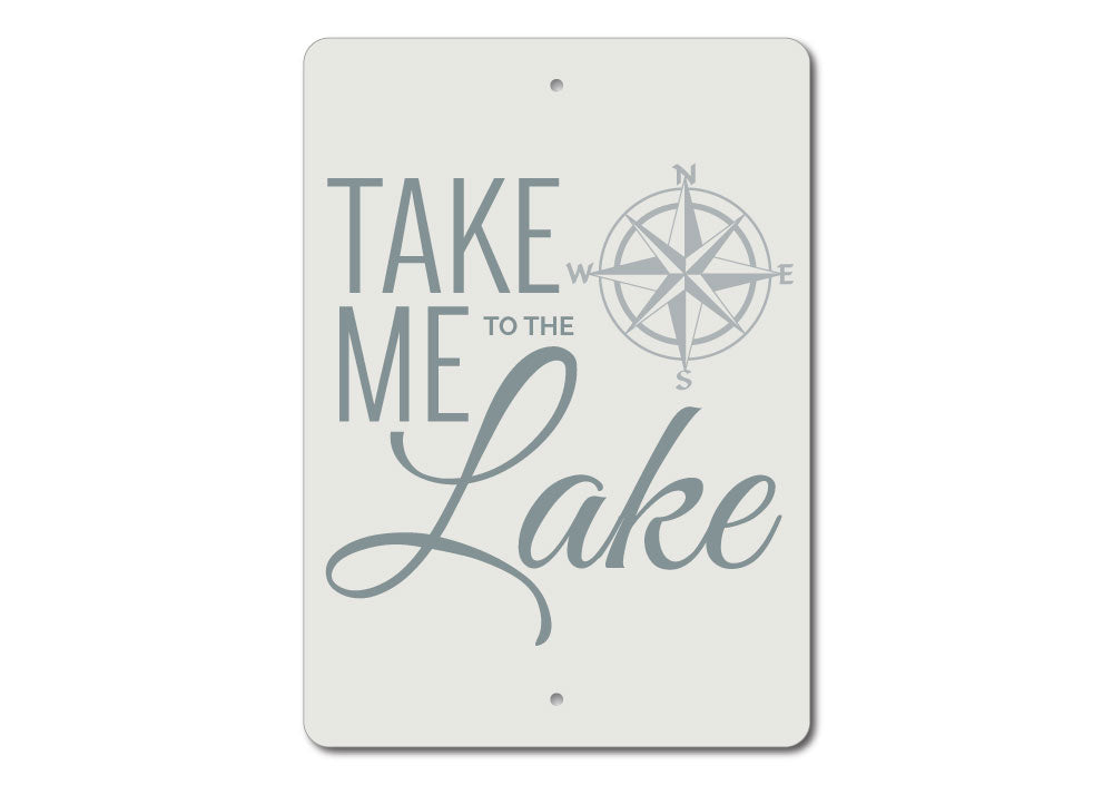 A beautifully crafted Lake Compass Sign made of high-quality aluminum, showcasing a compass design perfect for lakehouse decor.