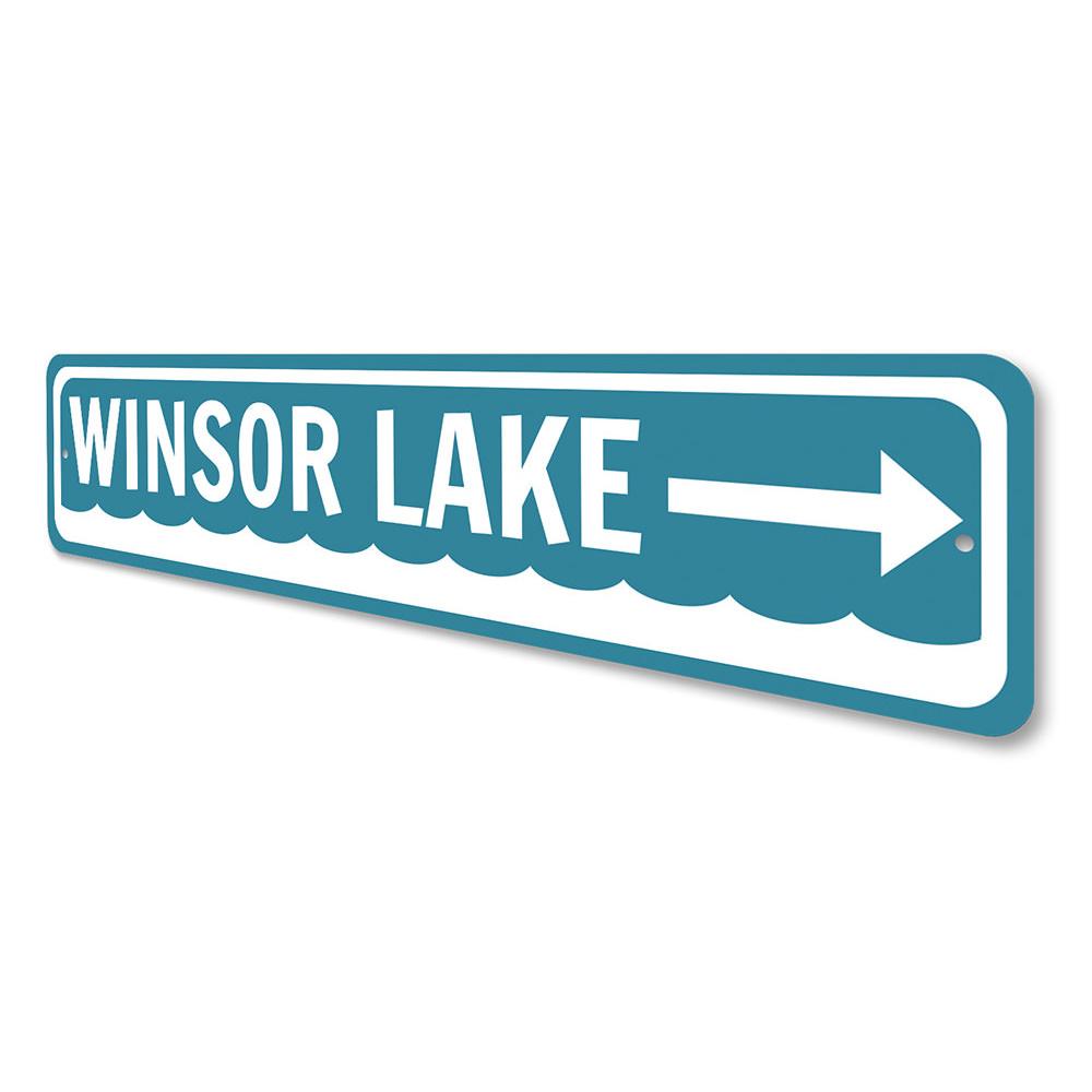 A beautifully crafted Lake Direction Sign made of durable aluminum, showcasing customizable text and designed for easy mounting, perfect for lakehouses.