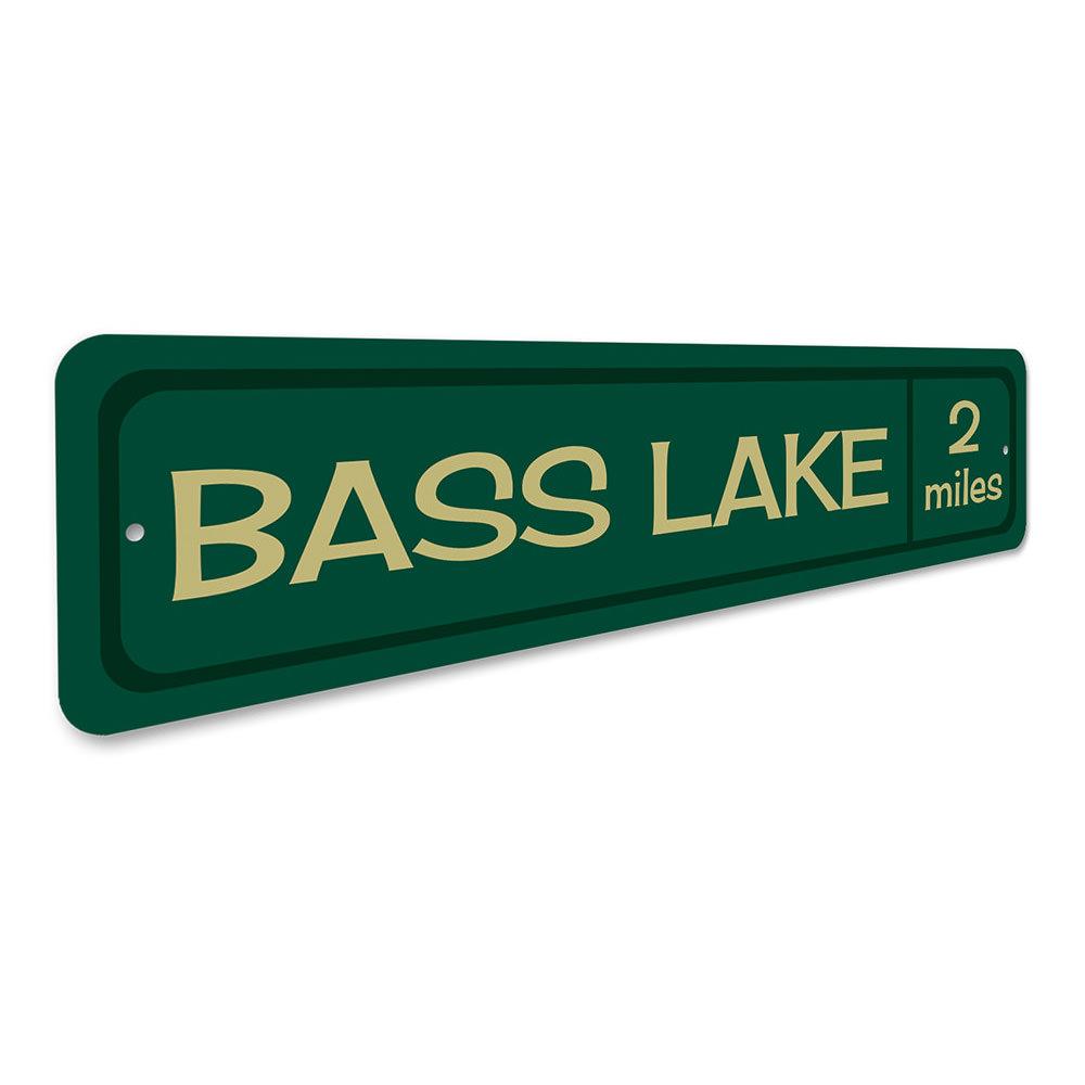 Customizable Lake Mileage Sign made of durable aluminum, showcasing a scenic lake design, perfect for lakehouse decor.