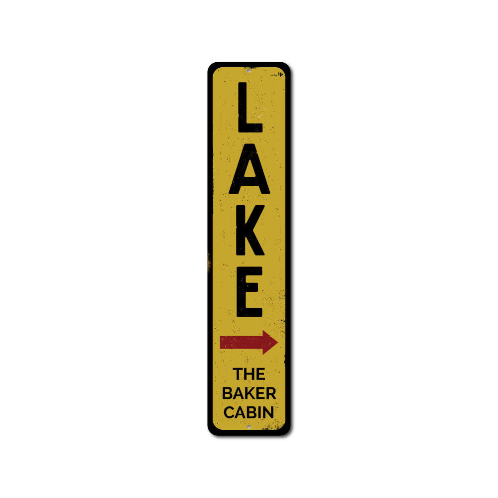 A decorative Lake Vertical Sign made of high-quality aluminum, showcasing a beautiful lake-themed design, perfect for lakehouse decor.