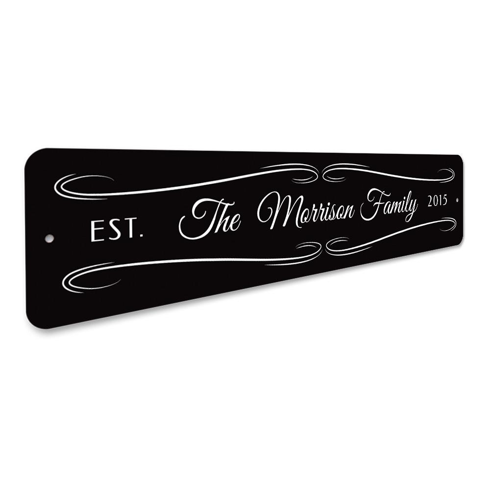 Personalized Last Name Wedding Sign made of high-quality aluminum, featuring customizable text for home decor.