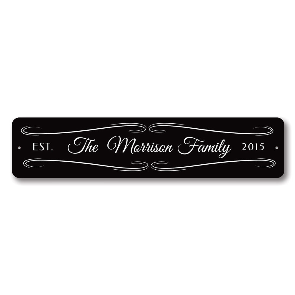 Personalized Last Name Wedding Sign made of high-quality aluminum, featuring customizable text for home decor.