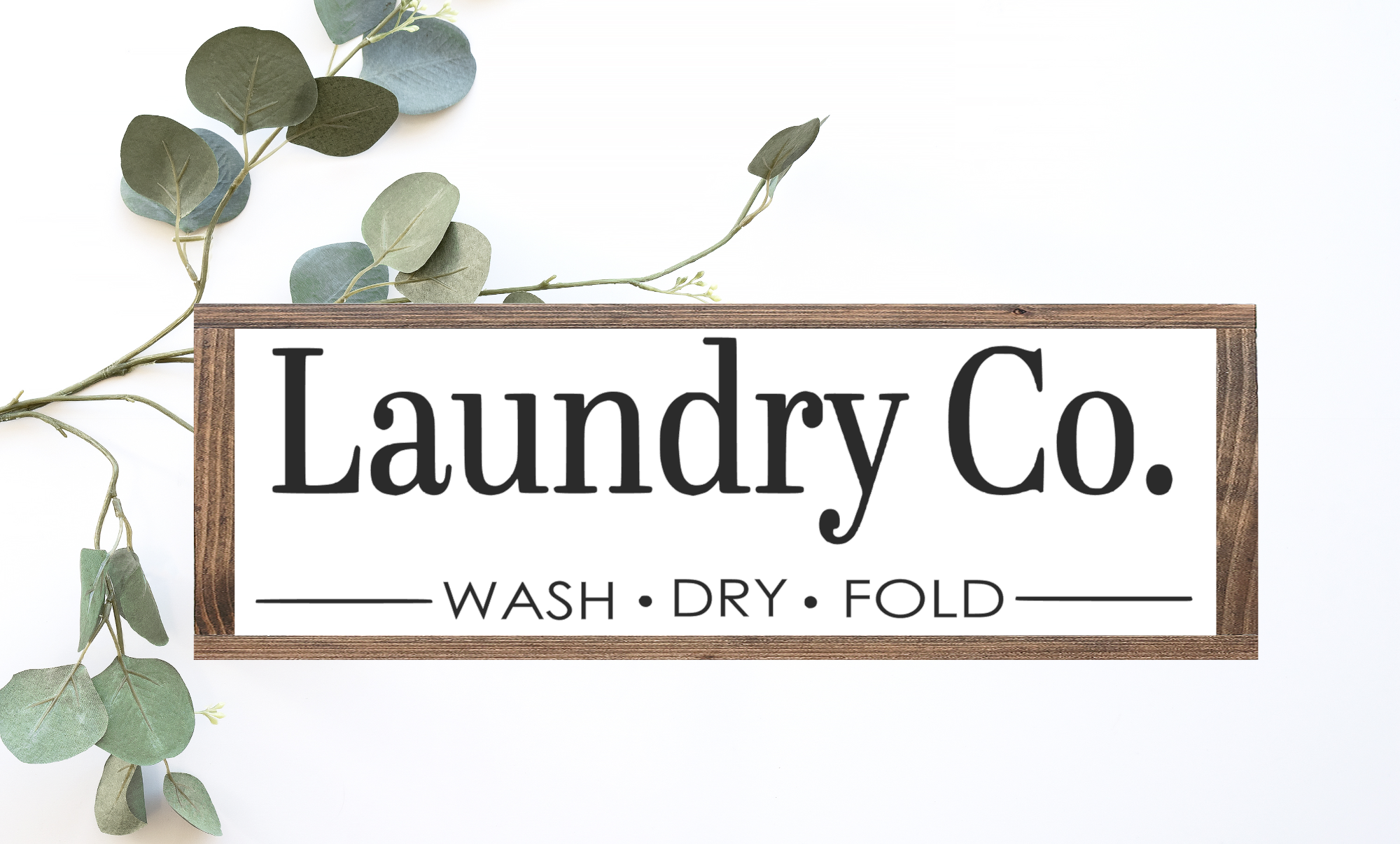 Handmade Laundry Co. Wood Sign in matte white finish, showcasing rustic charm and quality craftsmanship.