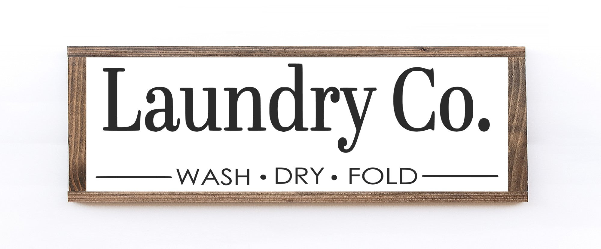 Handmade Laundry Co. Wood Sign in matte white finish, showcasing rustic charm and quality craftsmanship.