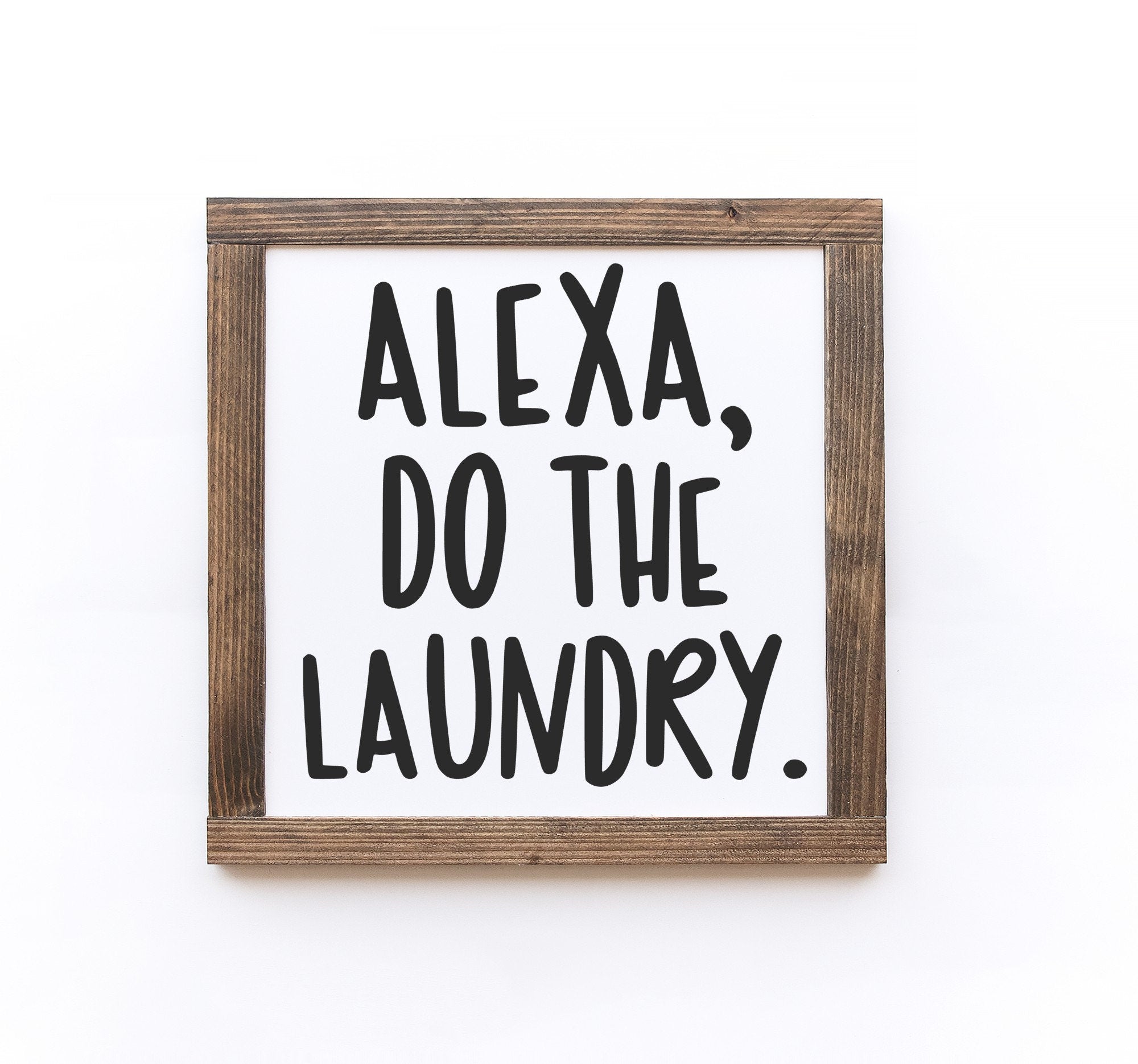 Handmade Laundry Room Wood Sign in matte white finish, showcasing unique wood grain and lettering.