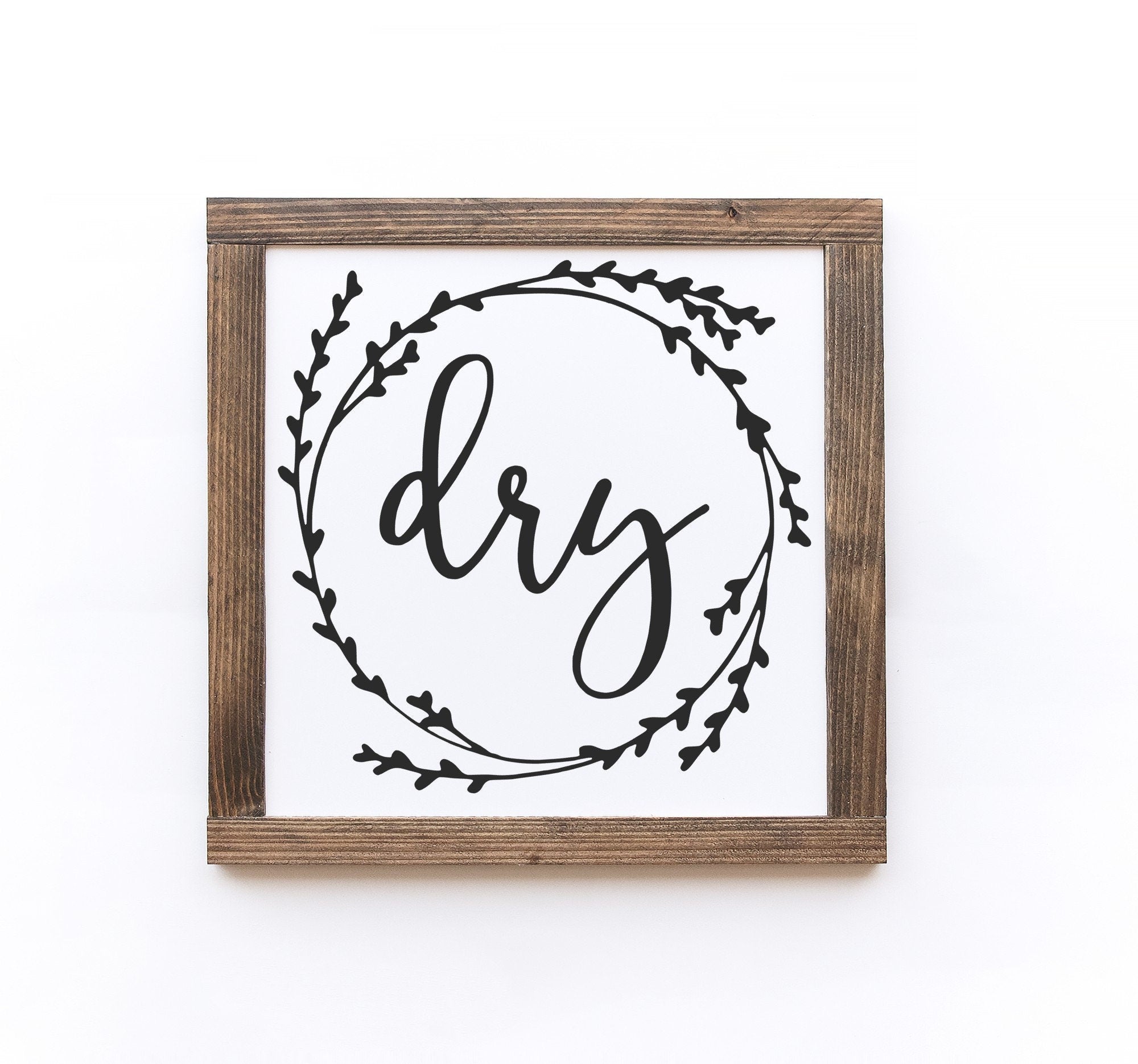 Handmade Laundry Room Wood Sign in matte white finish, showcasing unique wood grain and lettering.