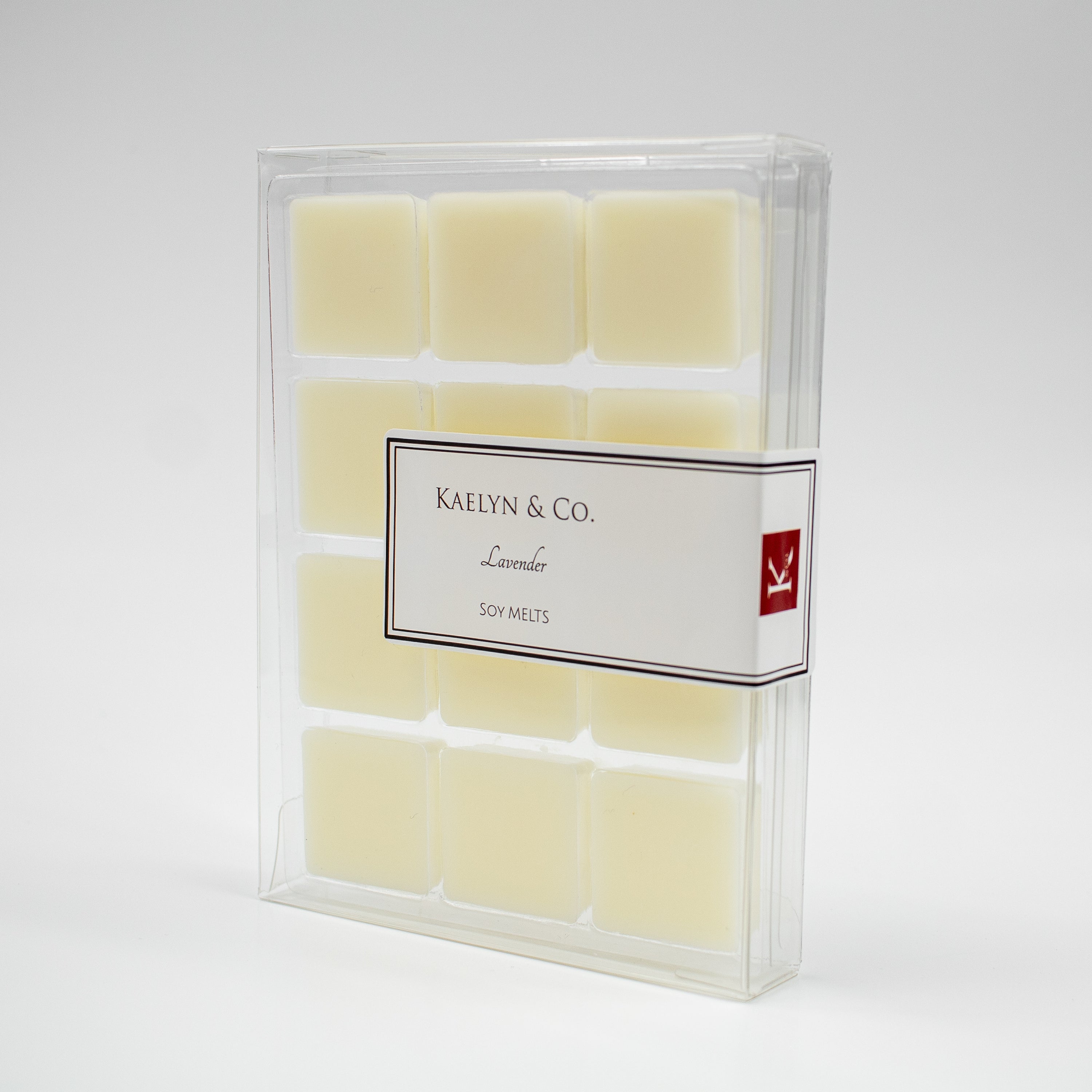 Lavender Soy Wax Melts in a decorative pack, showcasing twelve cubes with a floral design.