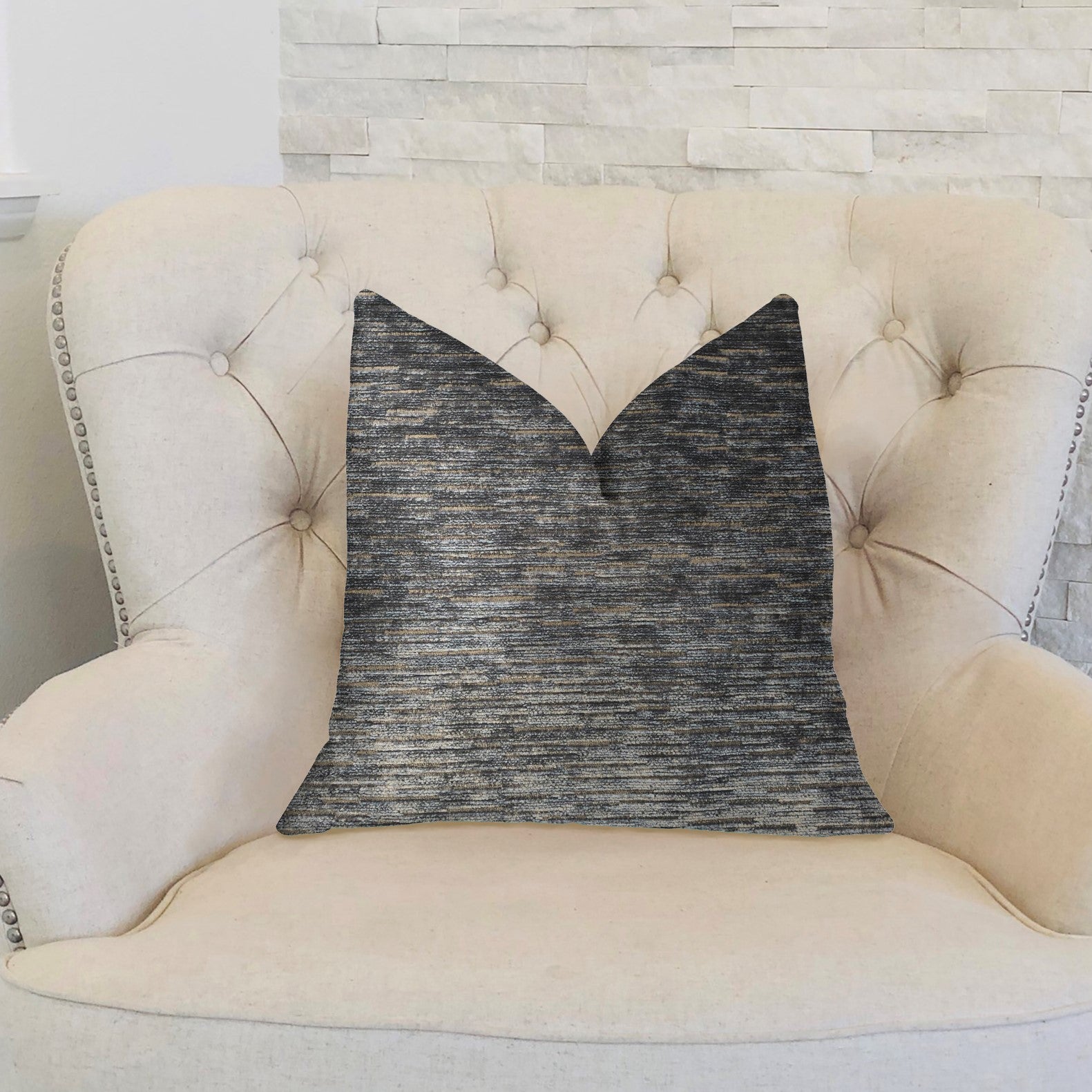 Lavish Touch Blue Luxury Throw Pillow showcasing a rich blue color and textured pattern, featuring an invisible zipper and double-sided design.