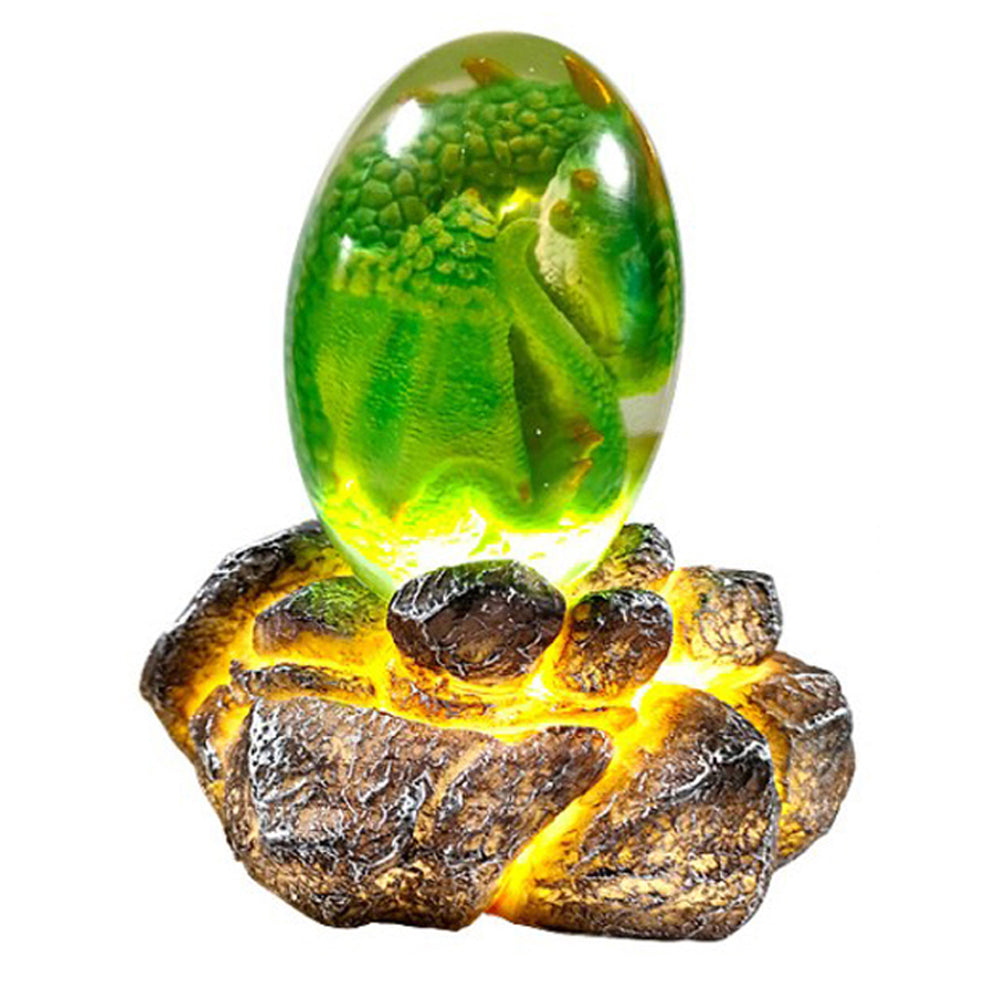 LED Lava Dragon Egg ornamental decor featuring a transparent design with a lava dragon inside, crafted from high-quality synthetic resin.