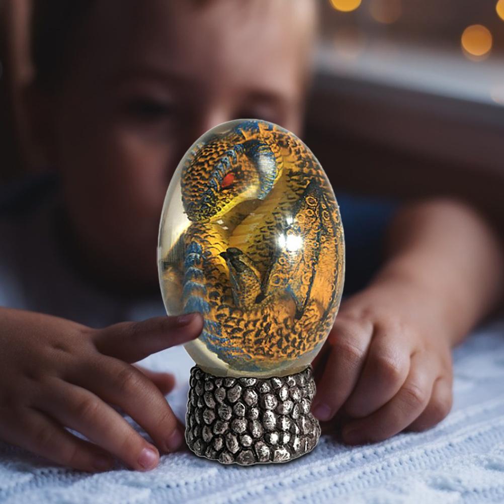 LED Lava Dragon Egg ornamental decor featuring a transparent design with a lava dragon inside, crafted from high-quality synthetic resin.